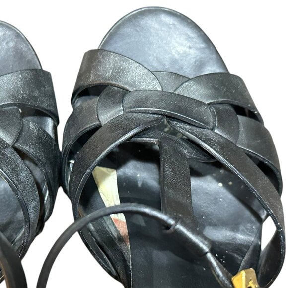 Yves Saint Laurent YSL Woodstock Nero Platform 4" Heel Black Sandals Size 38.5 - Picture 4 of 13